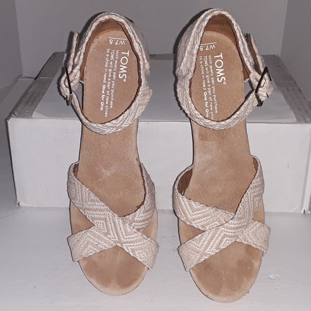 Toms Sienna Cork Platform Wedges - 7.5 - EUC